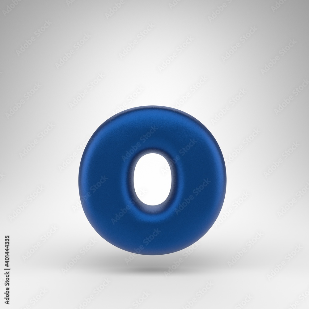 Letter O lowercase on white background. Anodized blue 3D letter with matte texture. Letter O lowercase on white background. Anodized blue 3D letter with matte texture.