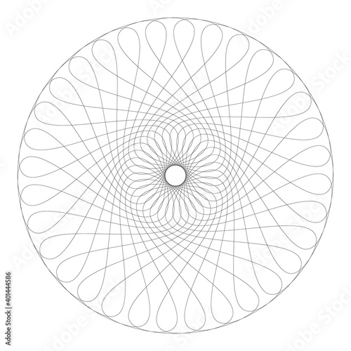 Fototapeta Naklejka Na Ścianę i Meble -  Contour circle guilloche pattern flat illustration. Vector style is a flat image of contour circle guilloche pattern on a white background.