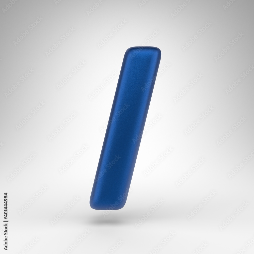 Forward slash symbol on white background. Anodized blue 3D sign with matte texture. Forward slash symbol on white background. Anodized blue 3D sign with matte texture.