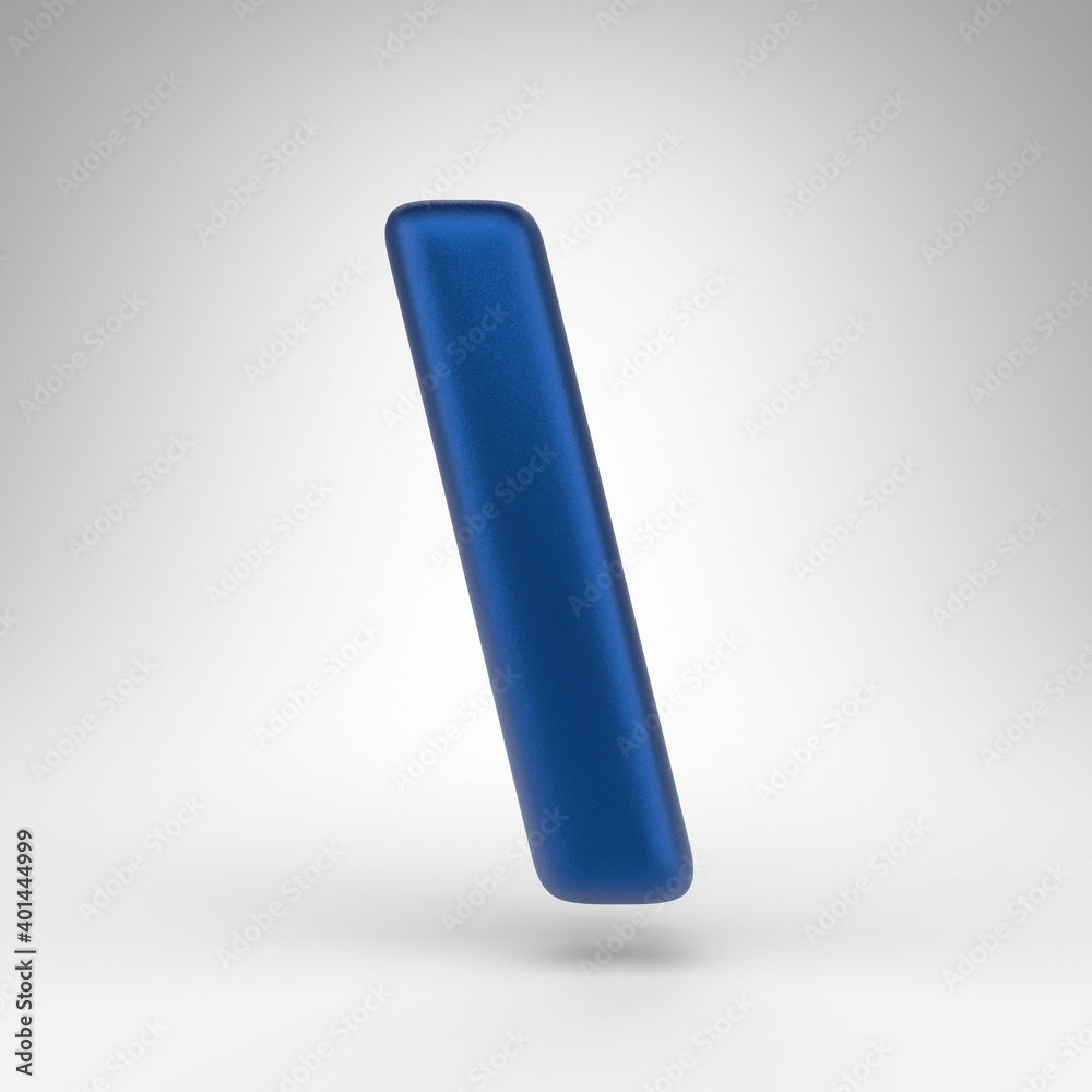 Back slash symbol on white background. Anodized blue 3D sign with matte texture. Back slash symbol on white background. Anodized blue 3D sign with matte texture.