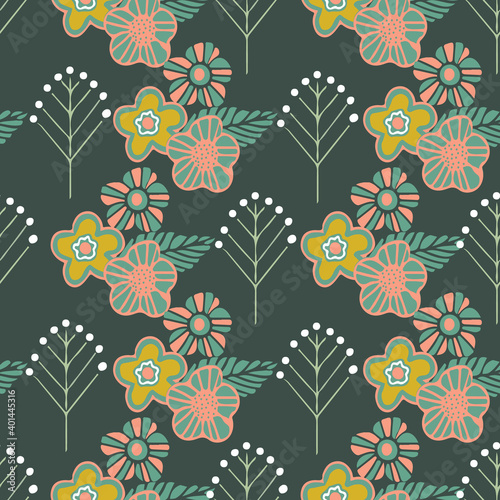 Vector botanical abstract shapes seamless pattern. Suitable for clothing, packaging, wallpaper, gift wrap and other design projects.
