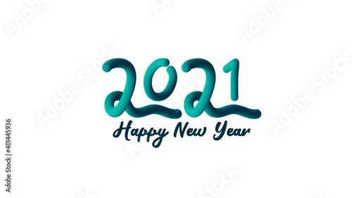 Color fluid happy new year background, gradient new year text, 2021 on background