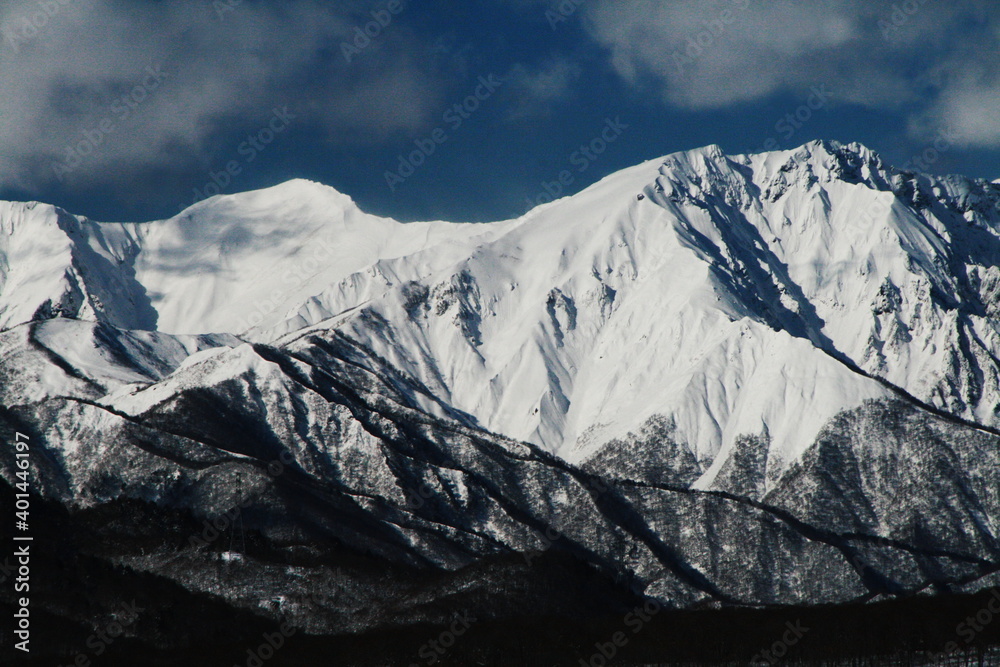 厳冬期の谷川岳連峰　天神平と谷川岳　川場スキー場からの絶景