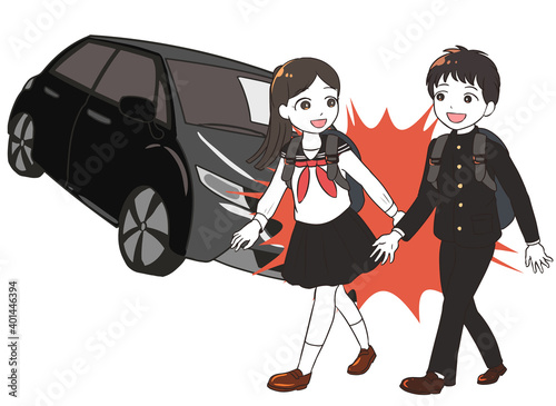 横断中の中学生と衝突　普通自動車