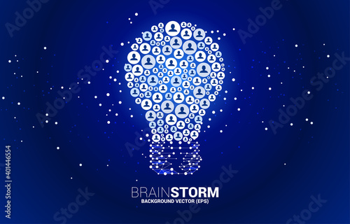 Vector light bulb from people icon. Concept of business idea and brainstorm.
