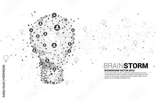 Vector light bulb from Wireframe polygonal lines Connect dot Geometric with people icon. Concept of business idea and brainstorm.