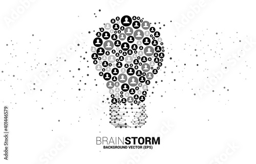 Vector light bulb from people icon. Concept of business idea and brainstorm.