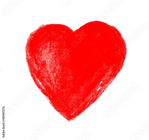Beautiful heart. Love. Hand-drawn painted red heart, element for design. Beautiful Grunge heart. Valentine's day. For holiday, postcard, poster, carnival, banner, birthday and children's illustration.