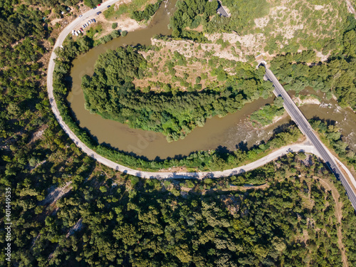 Aerial view of Kresna Gorge, Bulgaria