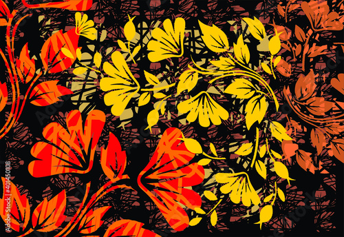Indonesian batik motifs with very distinctive plant patterns