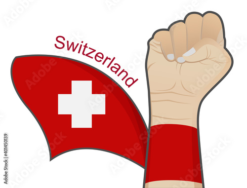 The spirit of struggle to defend the country by lifting the national flag of Switzerland