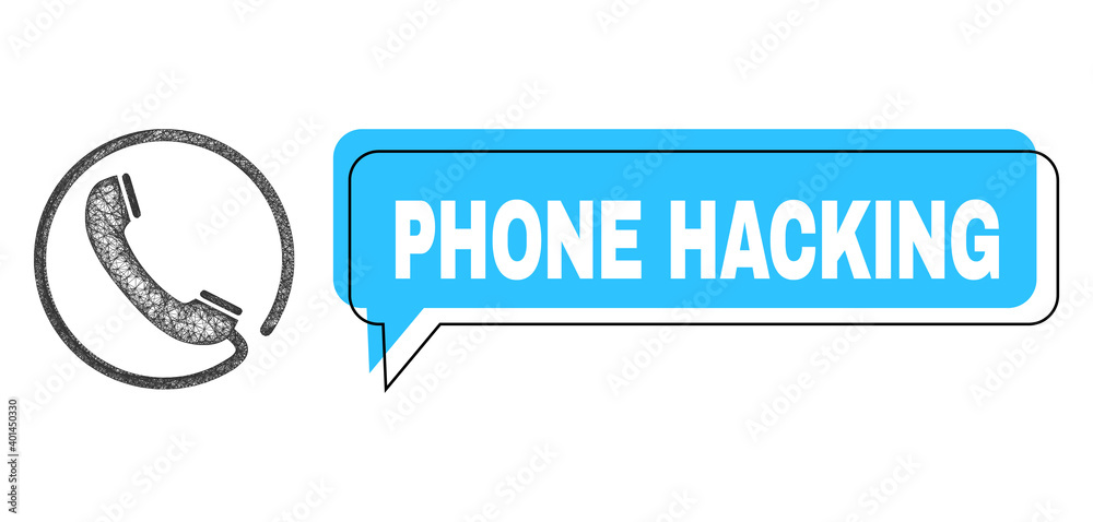 Chat Phone Hacking blue cloud frame and wire frame phone. Frame and colored area are misplaced to Phone Hacking label, which is located inside blue colored bubble. Chat Phone Hacking blue cloud frame and wire frame phone. Frame and colored area are misplaced to Phone Hacking label, which is located inside blue colored bubble.