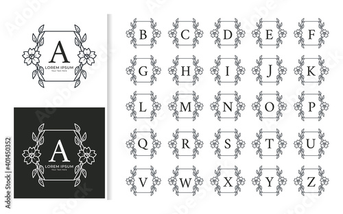 Decorative luxury wedding monogram logo alphabet set