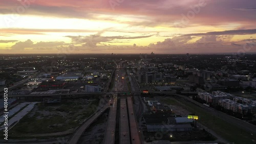 New Orleans highway in the evening with a spectacular sunset photo
