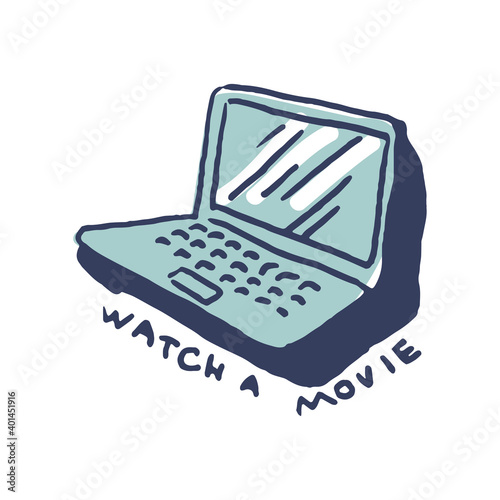  Laptop in cute cozy hugge cartoon style illustration