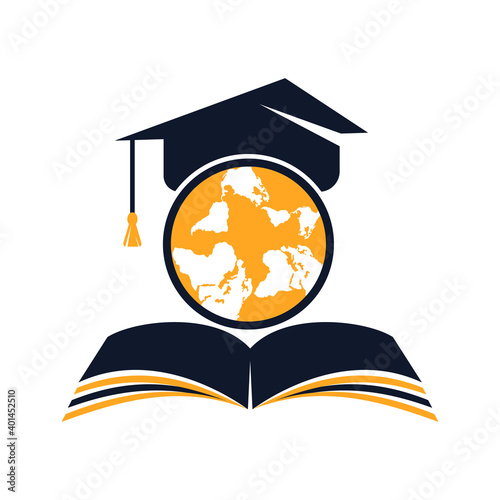 International education concept design. Education globe icon logo vector template.