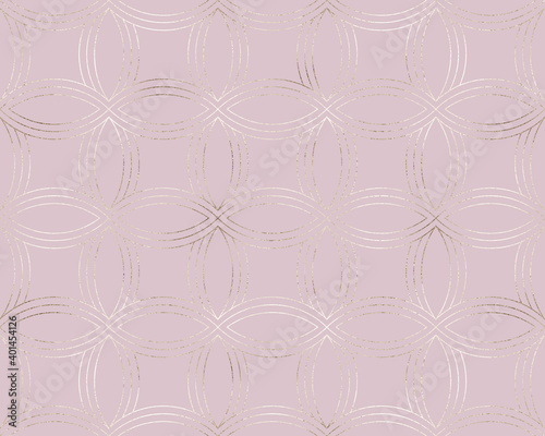 Geometric seamless pattern with  gold circle mesh.