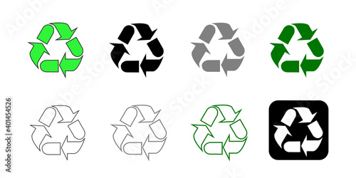 Set of universal recycling symbols. International symbol