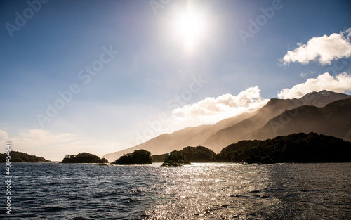 sunset over the sea in milford sound