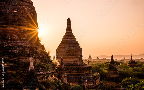 sunset temple asia  Bagan