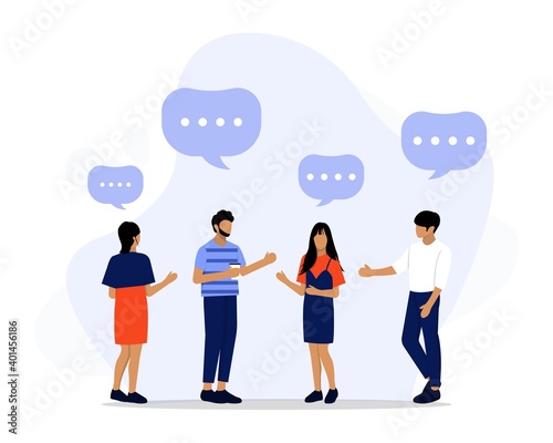 Vector Illustration, Conversation Concept, Showing Men and woman communication, talking llustration, Suitable for landing page, UI, web, App intro card, editorial, flyer, and banner
