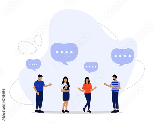 Vector Illustration, Conversation Concept, Showing Men and woman communication, talking llustration, Suitable for landing page, UI, web, App intro card, editorial, flyer, and banner
