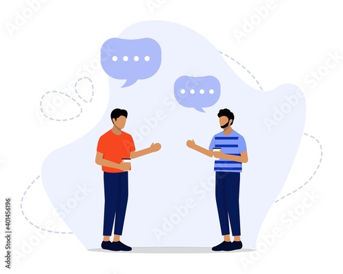 Vector Illustration, Conversation Concept, Showing Men and woman communication, talking llustration, Suitable for landing page, UI, web, App intro card, editorial, flyer, and banner
