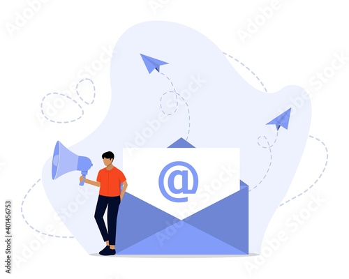 Vector Illustration,Email Marketing Concept, Showing creative campaign using email, 
Suitable for landing page, UI, web, App intro card, editorial, flyer,and banner
