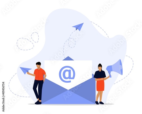 Vector Illustration,Email Marketing Concept, Showing creative campaign using email, 
Suitable for landing page, UI, web, App intro card, editorial, flyer,and banner
