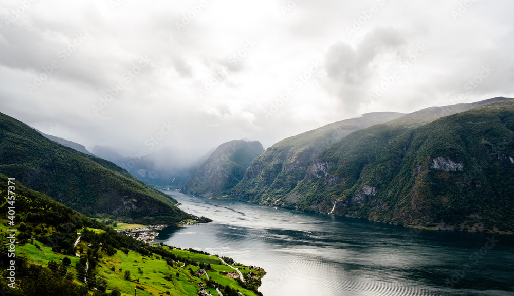 fjord and mountains