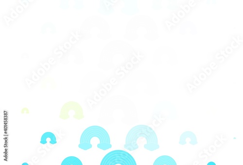 Light Blue, Yellow vector backdrop with rainbows, clouds.