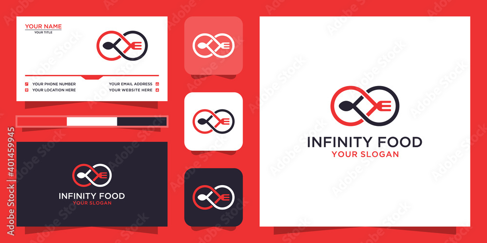 Infinity food logo and business card template Infinity food logo and business card template