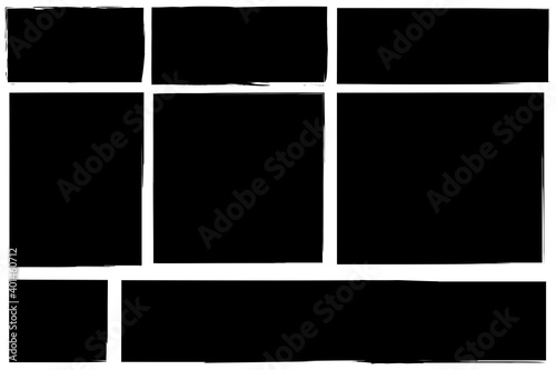 Black rectangles brush. Grunge texture. Sketch pattern on white background. Vector paint. Stock image. EPS 10.