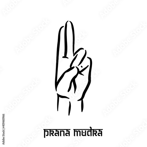 Prana mudra. Hand spirituality hindu yoga of fingers gesture. Technique of meditation for mental health.
