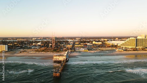 Wallpaper Mural Lateral drone shot of Daytona Beach shores with Halifax river at the back during golden hour Torontodigital.ca