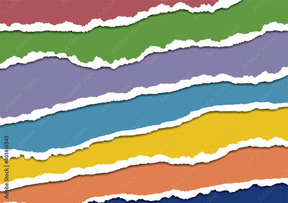 Fototapeta premium 破けた色紙を重ねた背景