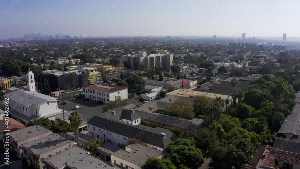 Aerial panning shot above West Hollywood with Downtown Los Angeles in the distance. HD at 60 FPS. Aerial panning shot above West Hollywood with Downtown Los Angeles in the distance. HD at 60 FPS.