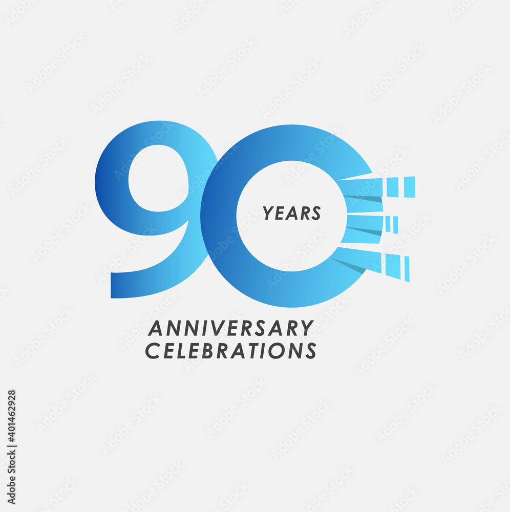 90 Years Anniversary Celebrations Blue Gradient Vector Template Design Illustration 90 Years Anniversary Celebrations Blue Gradient Vector Template Design Illustration