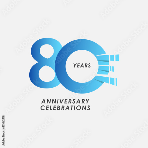 80 Years Anniversary Celebrations Blue Gradient Vector Template Design Illustration