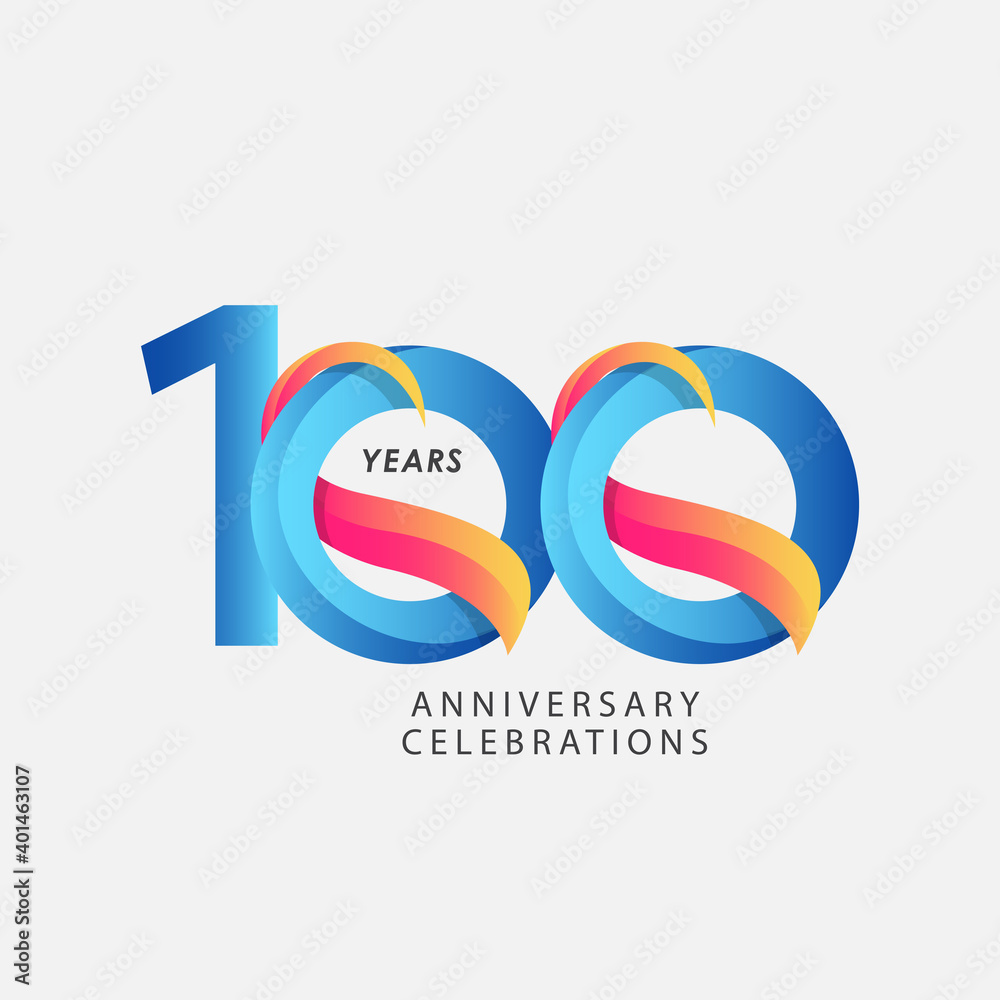 100 Years Anniversary Celebrations Blue Gradient Vector Template Design Illustration 100 Years Anniversary Celebrations Blue Gradient Vector Template Design Illustration