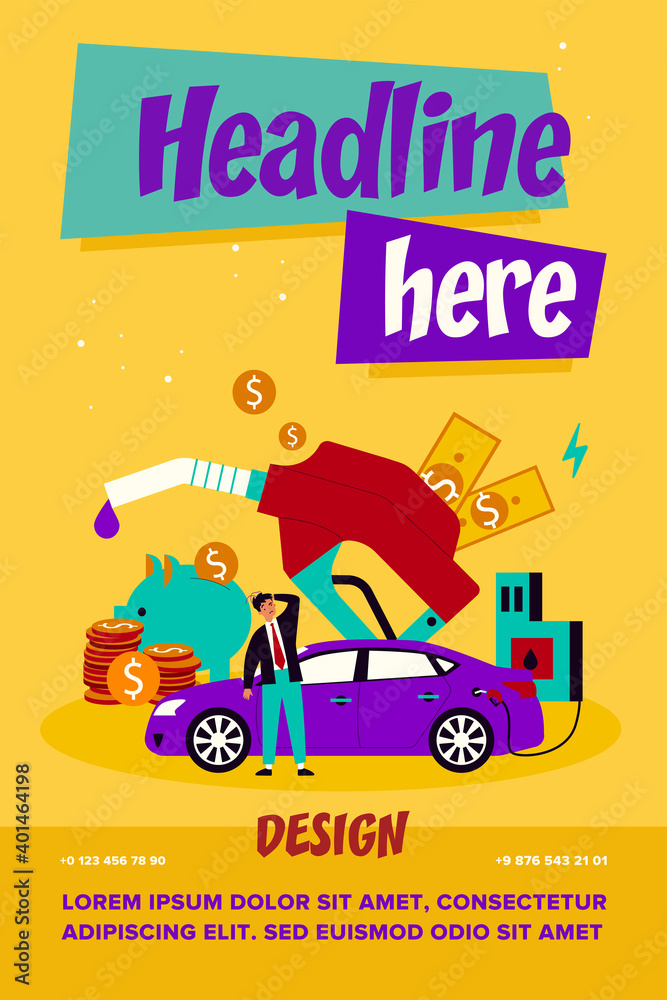 Drivers spending too much money for gasoline. Price of car fuel going up, people riding bike. Vector illustration for economy, finance, budget, car driving concept