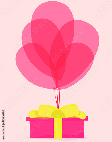 Red gift wrap with red balloons. Vector for flyers, holiday invitations, postcards.