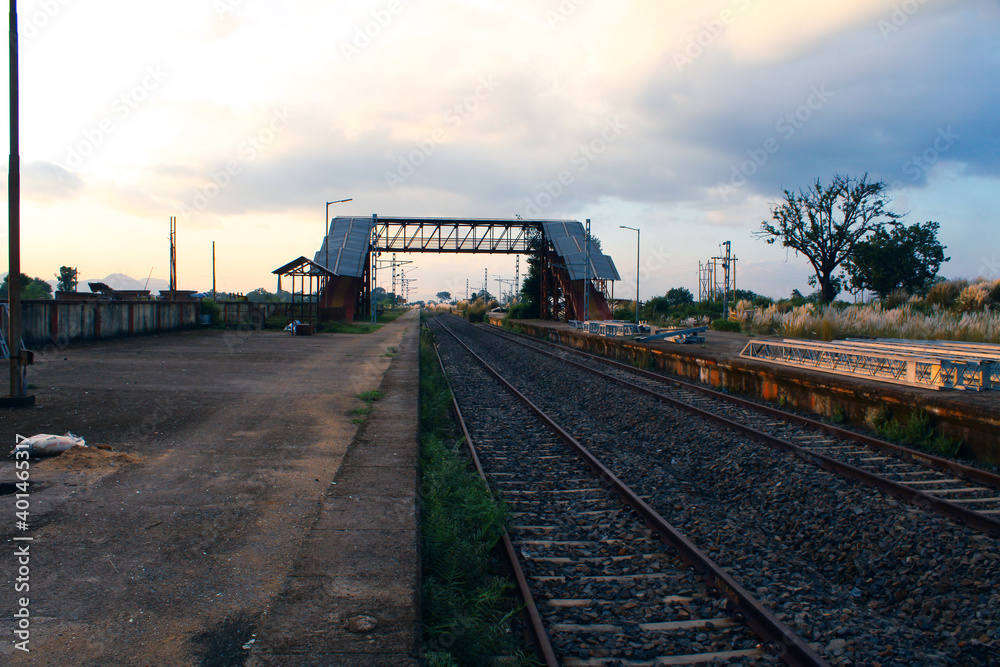 train on a railway station