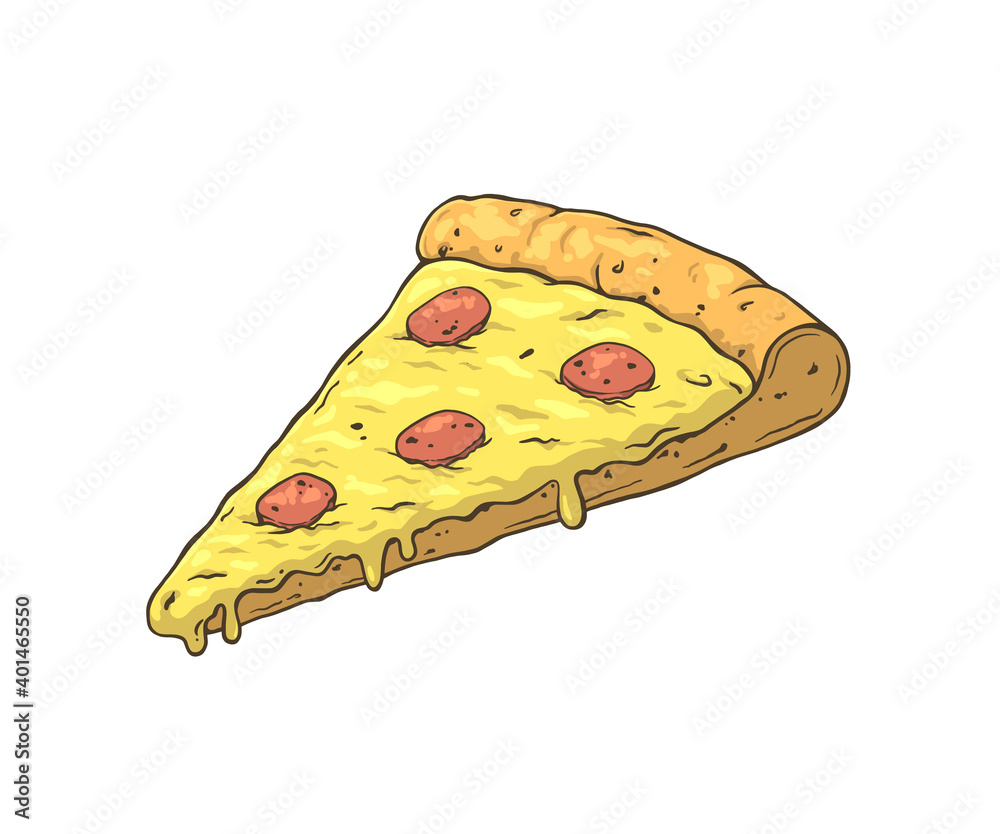 Pizza for restaurant and cafe. Design template with hand-drawn graphic in doodle style. Pizza for restaurant and cafe. Design template with hand-drawn graphic in doodle style.