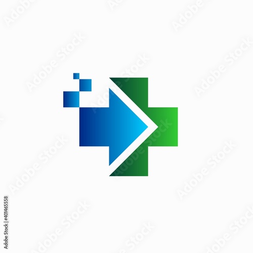 arrow sign icon with medical symbol