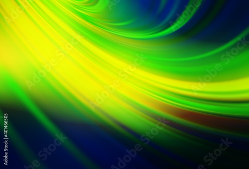 Dark Green, Yellow vector blurred shine abstract template.