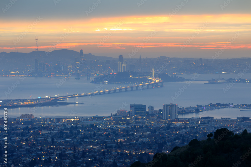 Sunset over San Francisco and Berkeley via Grizzly Peak