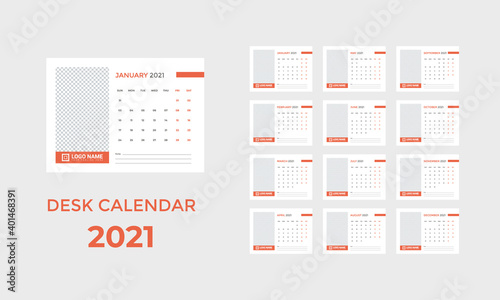 Abstract Desk Calendar 2021 Template Design