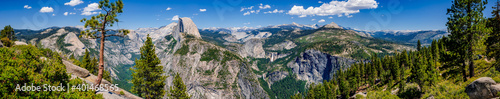 yosemite valley with half dome and waterfalls photo
