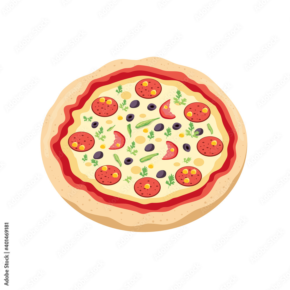 3d pizza isolated on white